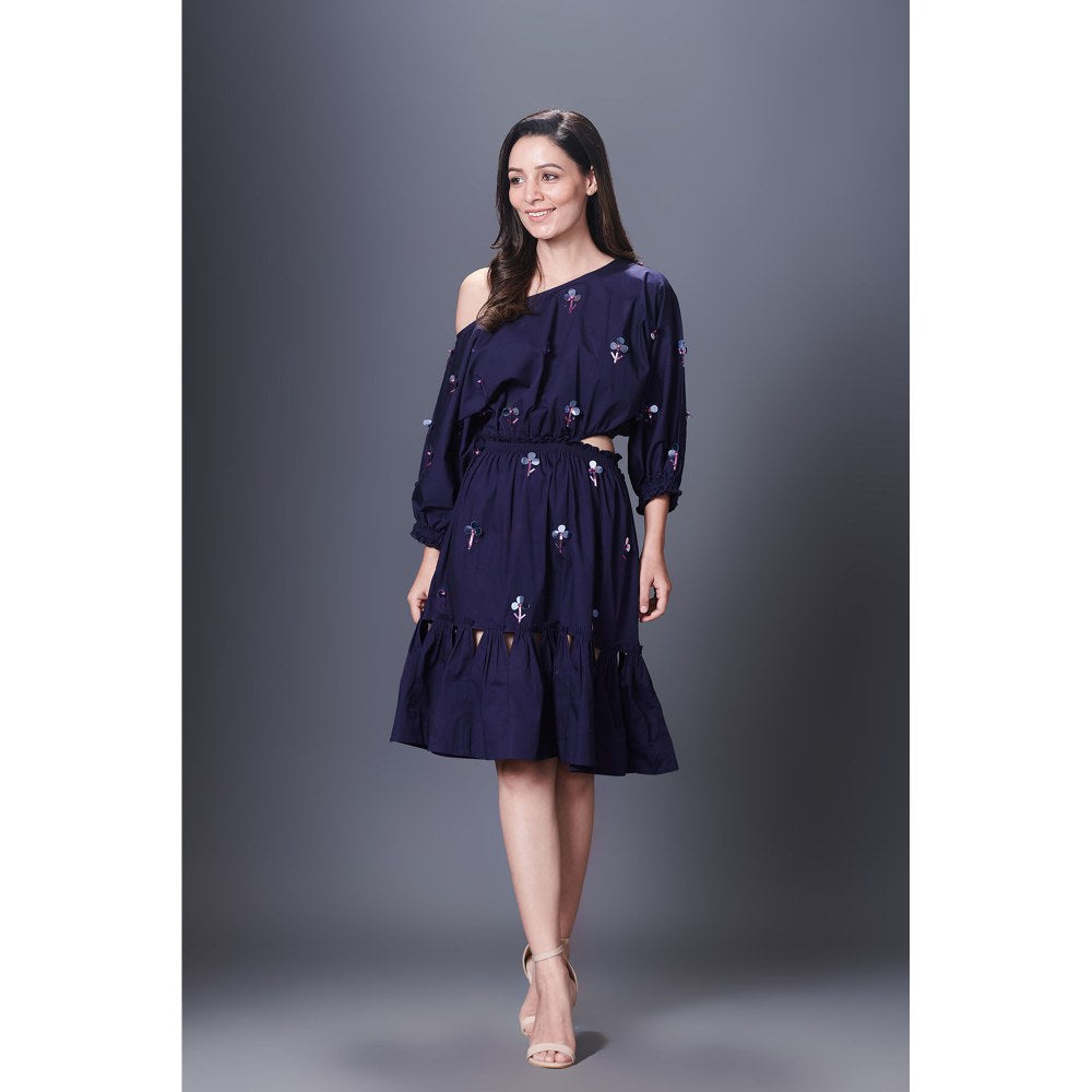 Deepika Arora Purple Off-Shoulder Dress
