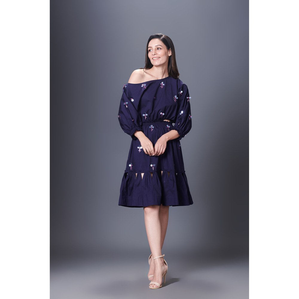 Deepika Arora Purple Off-Shoulder Dress