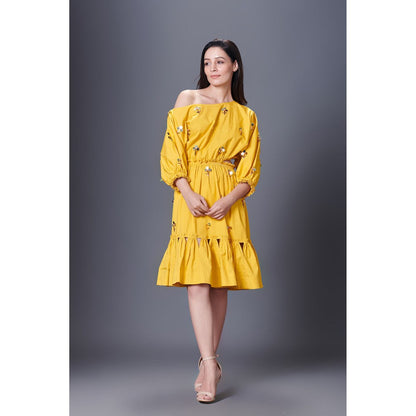Deepika Arora Yellow Off-Shoulder Dress