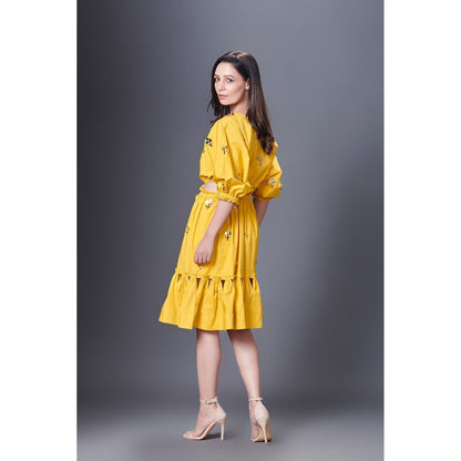 Deepika Arora Yellow Off-Shoulder Dress