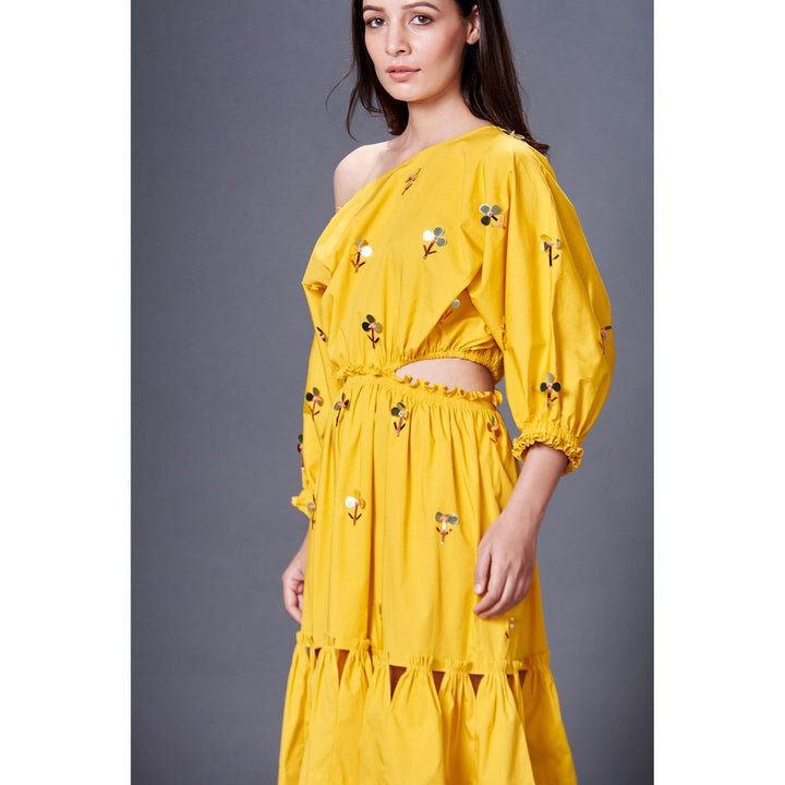 Deepika Arora Yellow Off-Shoulder Dress
