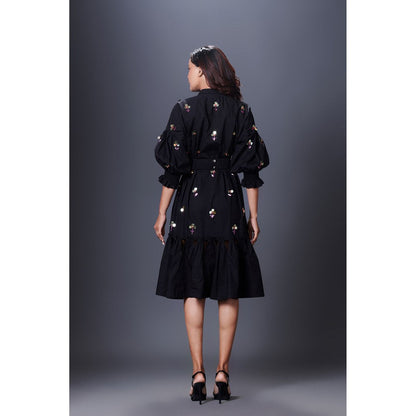 Deepika Arora Black Hand Embroidered Dress
