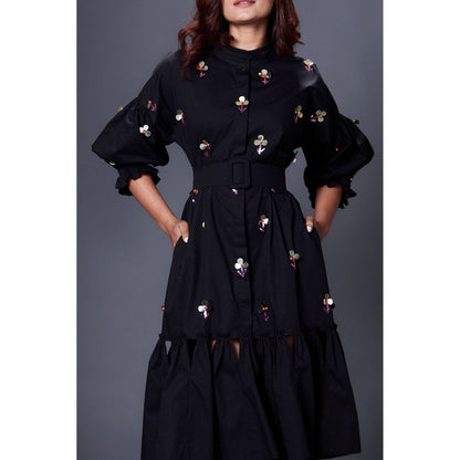 Deepika Arora Black Hand Embroidered Dress