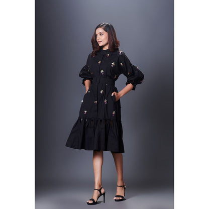 Deepika Arora Black Hand Embroidered Dress