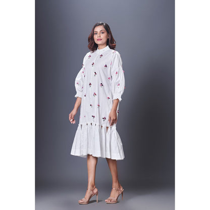 Deepika Arora White Hand Embroidered Dress