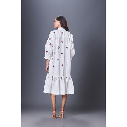 Deepika Arora White Hand Embroidered Dress
