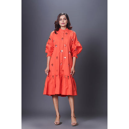 Deepika Arora Orange Hand Embroidered Dress