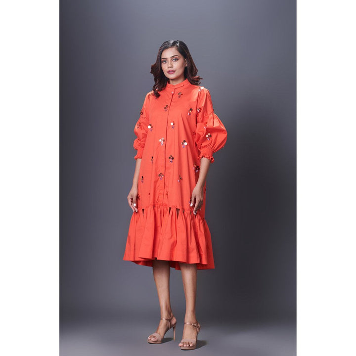 Deepika Arora Orange Hand Embroidered Dress