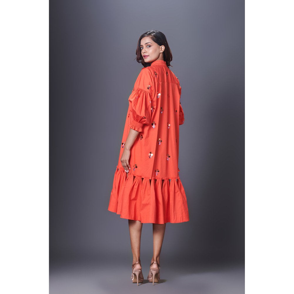 Deepika Arora Orange Hand Embroidered Dress