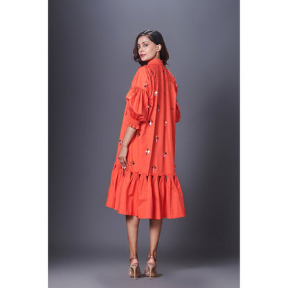 Deepika Arora Orange Hand Embroidered Dress