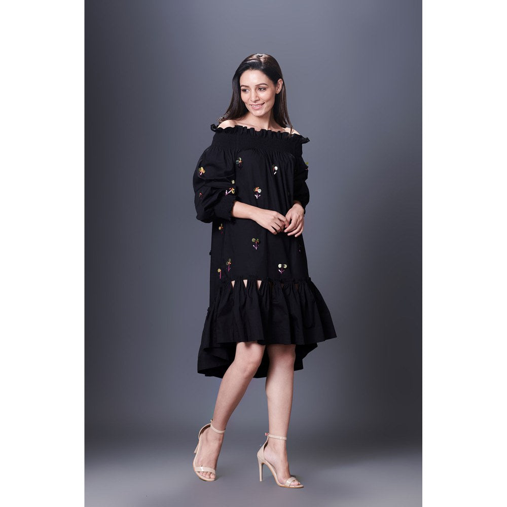 Deepika Arora Black High-Low Dress (Set of 2)