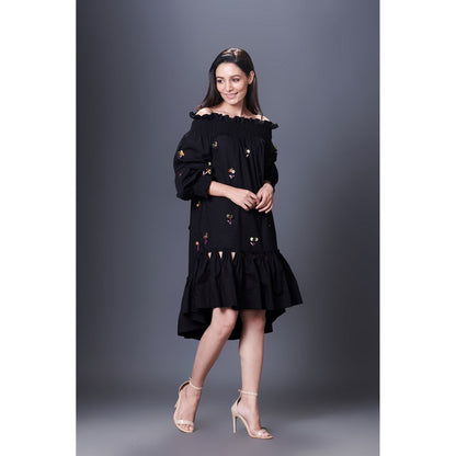 Deepika Arora Black High-Low Dress (Set of 2)