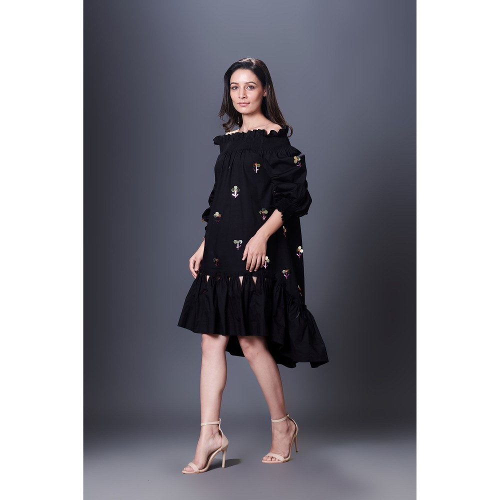 Deepika Arora Black High-Low Dress (Set of 2)