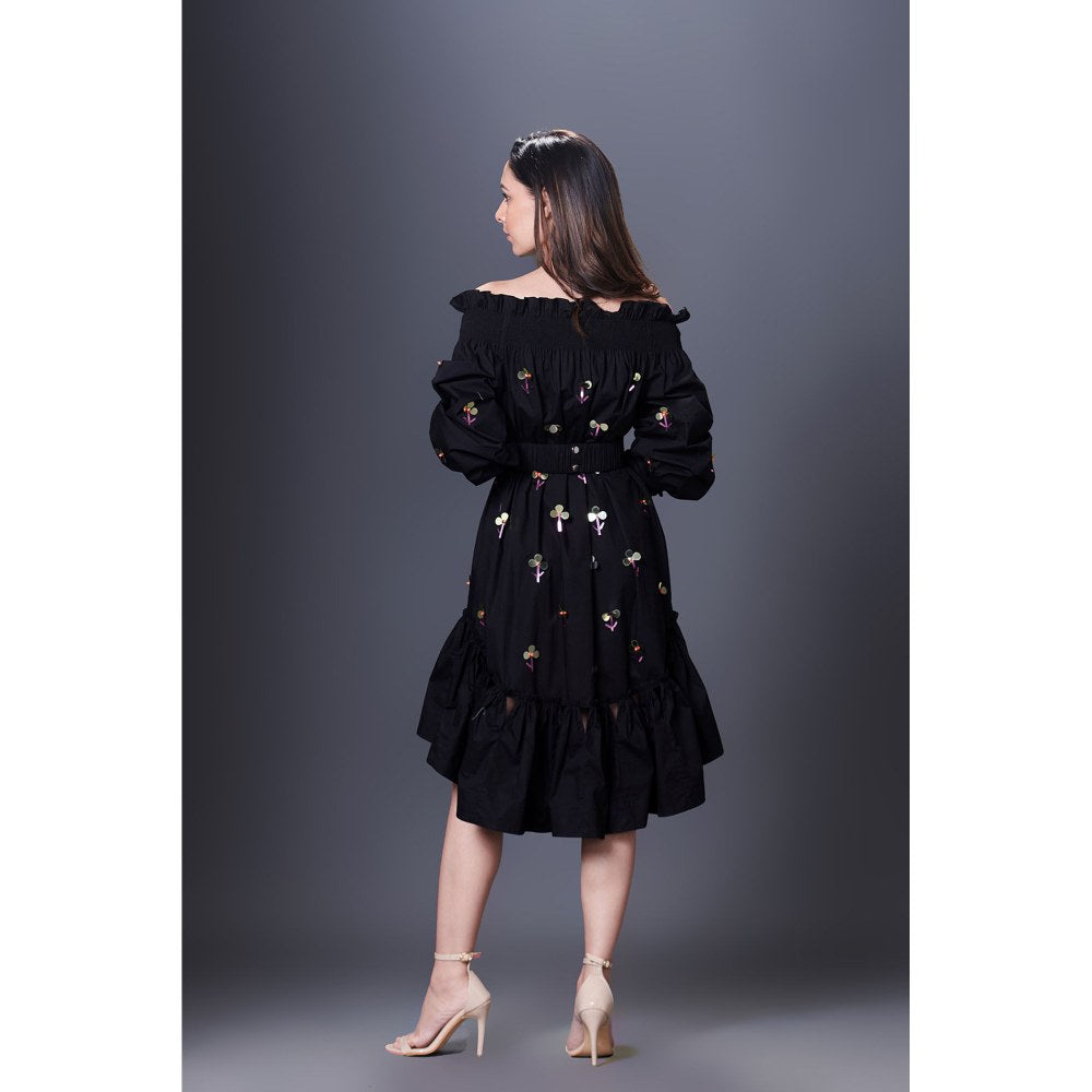 Deepika Arora Black High-Low Dress (Set of 2)