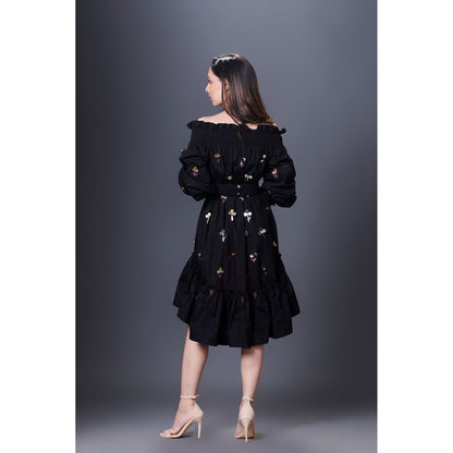 Deepika Arora Black High-Low Dress (Set of 2)