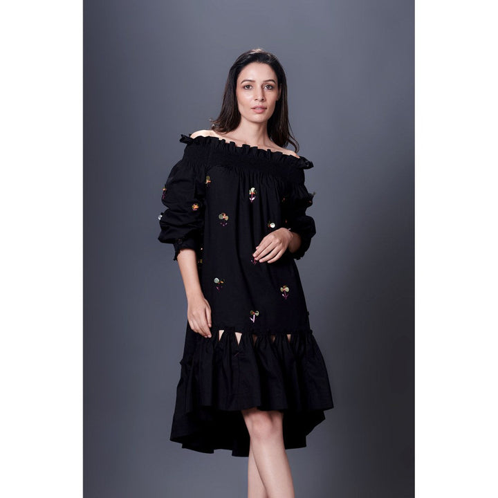 Deepika Arora Black High-Low Dress (Set of 2)