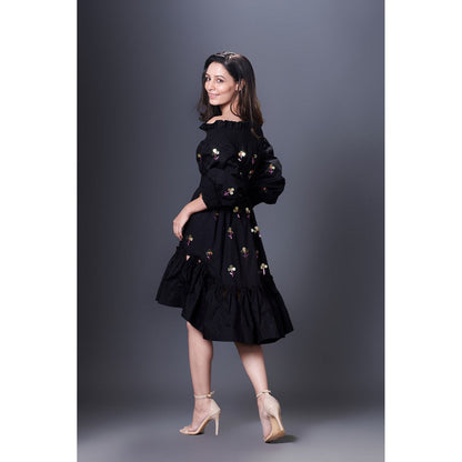 Deepika Arora Black High-Low Dress (Set of 2)