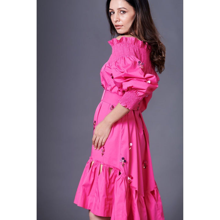 Deepika Arora Pink High-Low Dress (Set of 2)