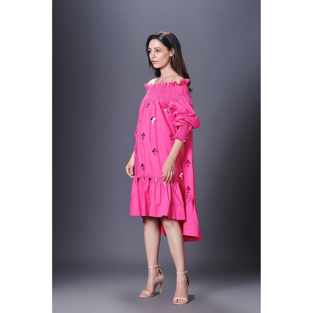 Deepika Arora Pink High-Low Dress (Set of 2)