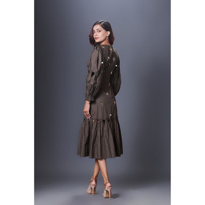 Deepika Arora Olive Cutout Dress