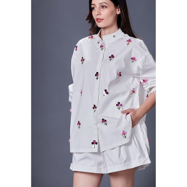 Deepika Arora White Embellished Shirt