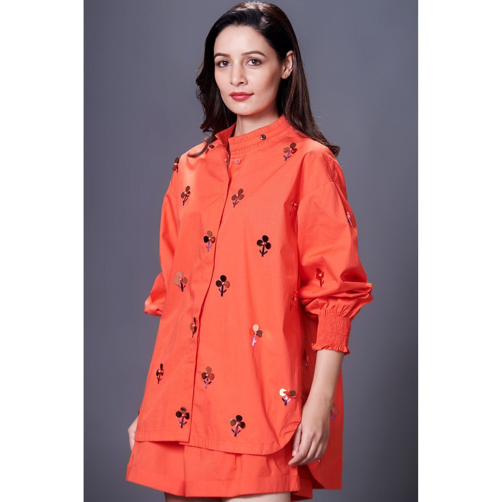 Deepika Arora Orange Embellished Shirt