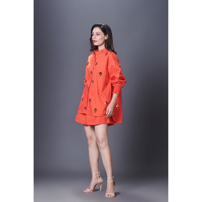 Deepika Arora Orange Embellished Shirt