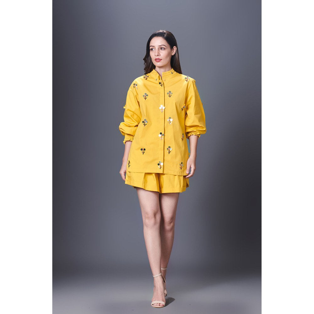 Deepika Arora Yellow Embellished Shirt