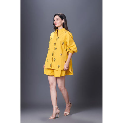 Deepika Arora Yellow Embellished Shirt