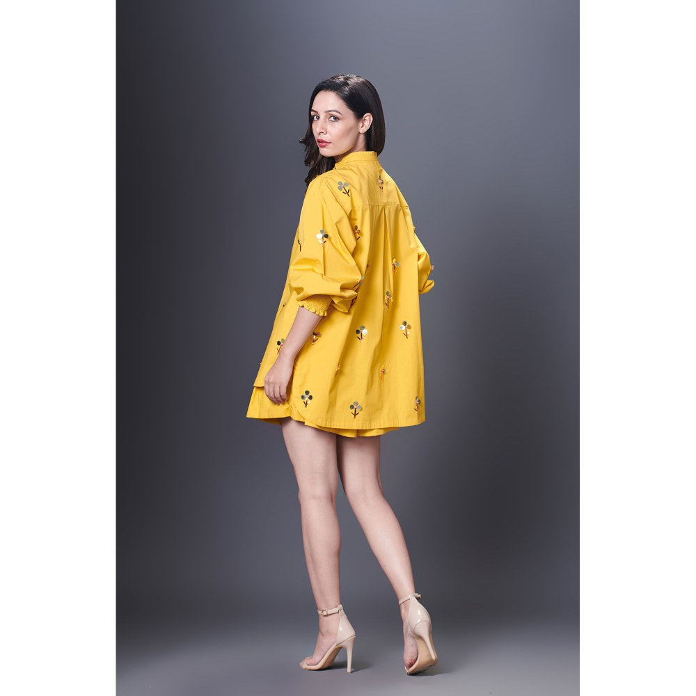 Deepika Arora Yellow Embellished Shirt