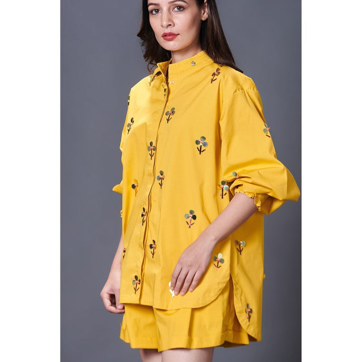 Deepika Arora Yellow Embellished Shirt