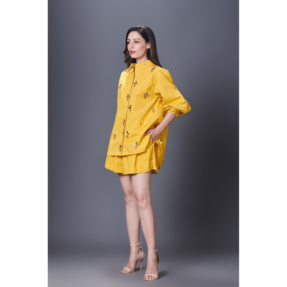 Deepika Arora Yellow Embellished Shirt
