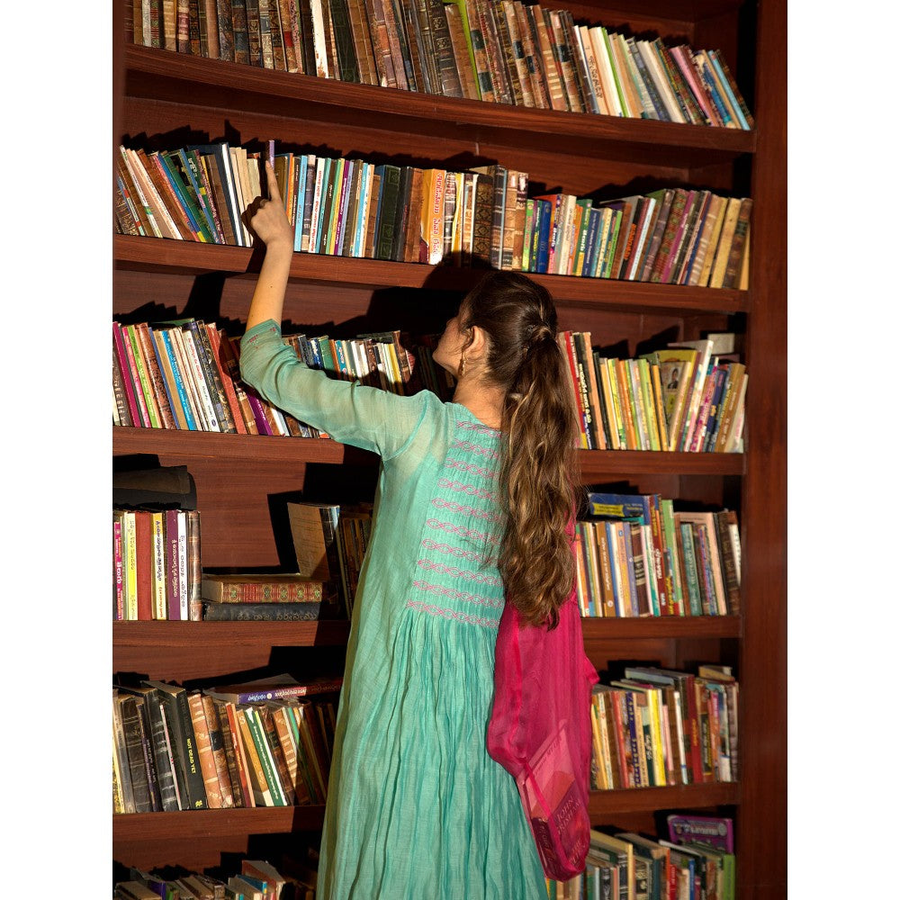 DEEPTHEE Powder Blue Embroidered Midi Dress