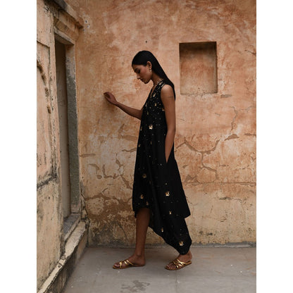 DEEPTHEE Black Asymmetric Dress