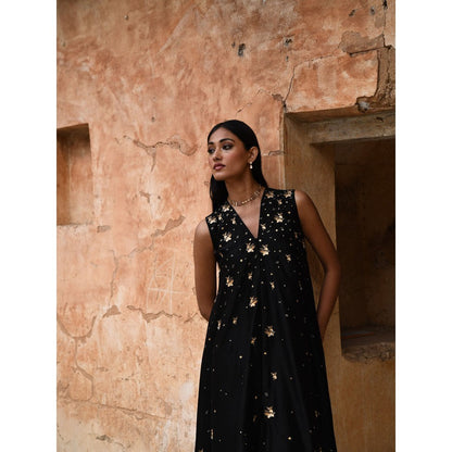 DEEPTHEE Black Asymmetric Dress