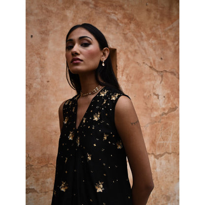 DEEPTHEE Black Asymmetric Dress