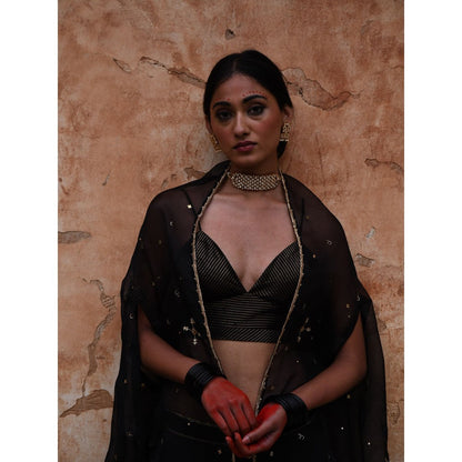 DEEPTHEE Black Cape and Skirt (Set of 3)