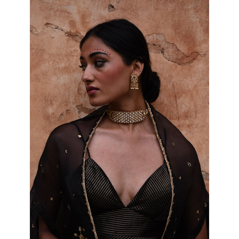 DEEPTHEE Black Cape and Skirt (Set of 3)