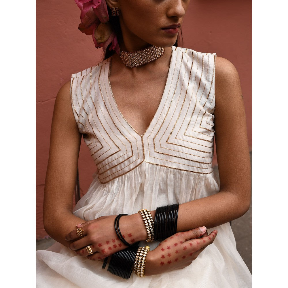 DEEPTHEE Ivory Gather Kurta (Set of 2)