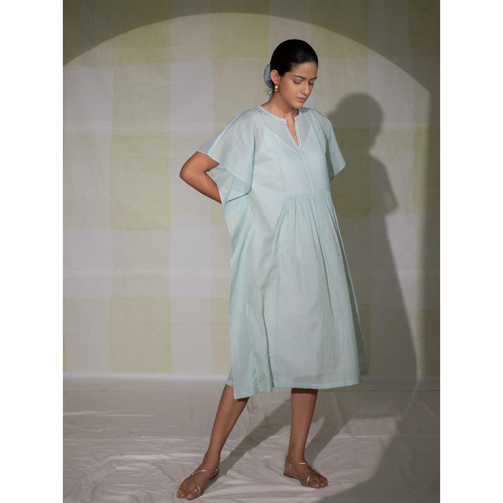 DEEPTHEE Icy Blue Hand Embroidered Kaftan Dress