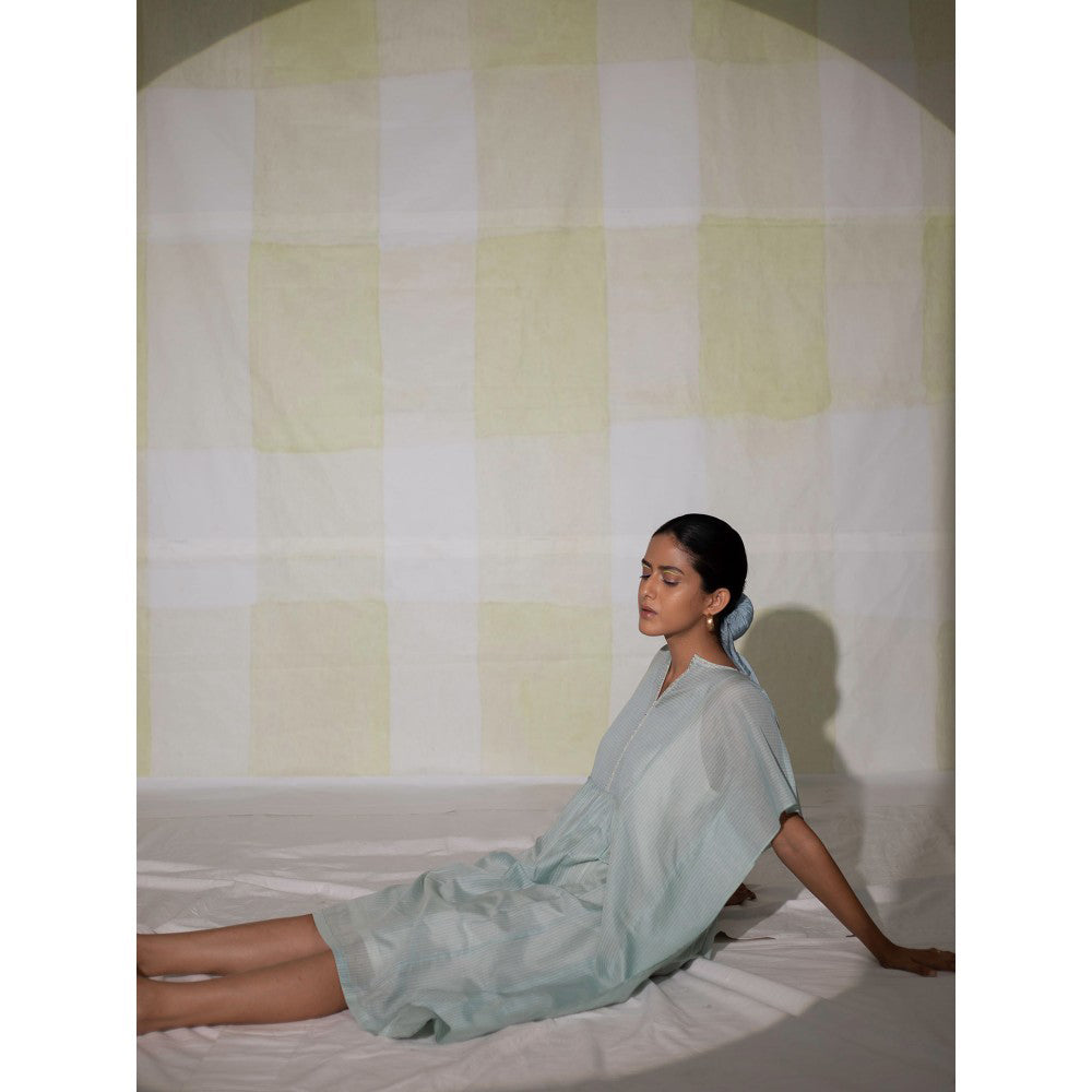 DEEPTHEE Icy Blue Hand Embroidered Kaftan Dress