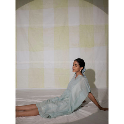 DEEPTHEE Icy Blue Hand Embroidered Kaftan Dress