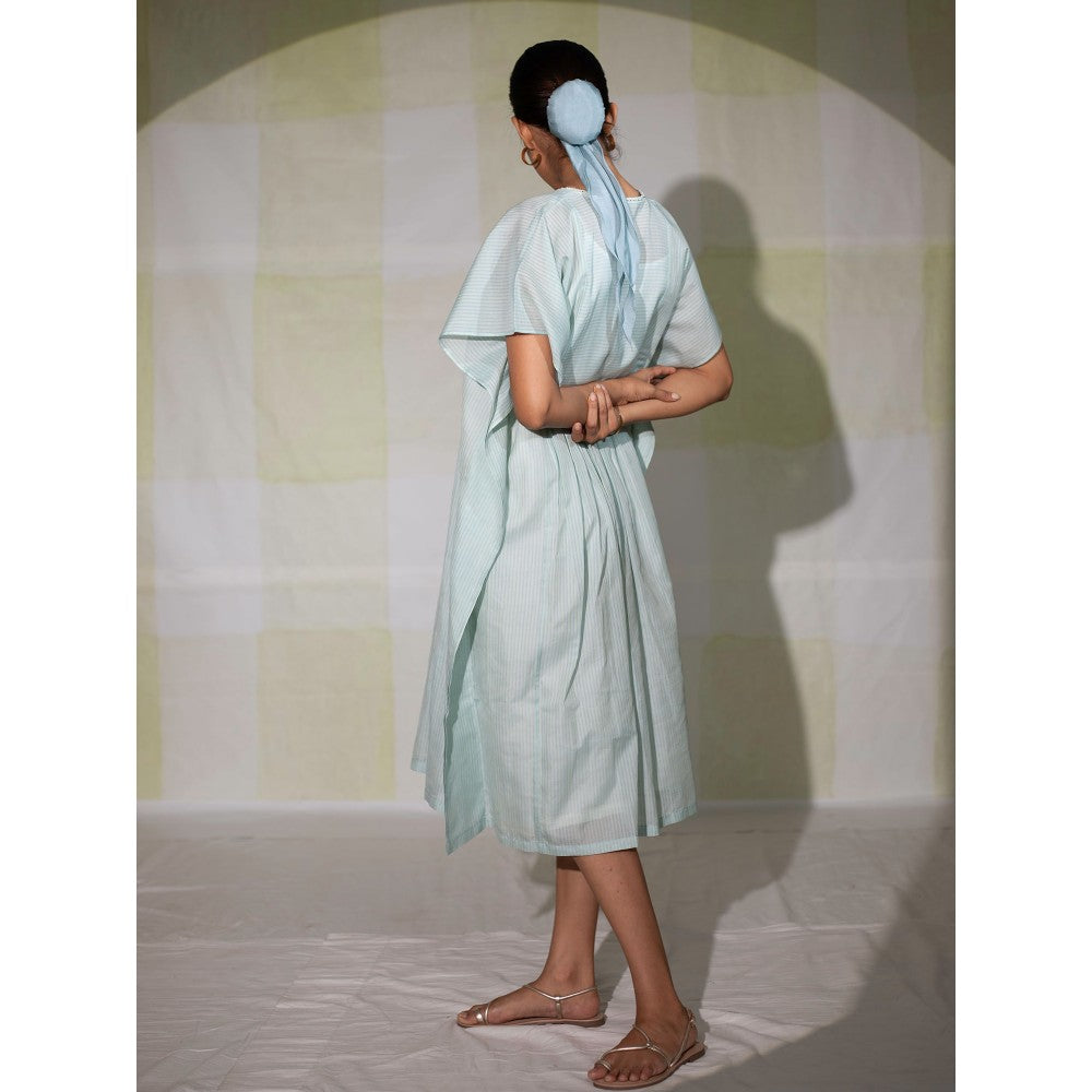 DEEPTHEE Icy Blue Hand Embroidered Kaftan Dress