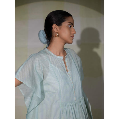 DEEPTHEE Icy Blue Hand Embroidered Kaftan Dress