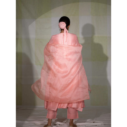 DEEPTHEE Chalk Pink Hand Embroidered Side Panel Anarkali Kurta