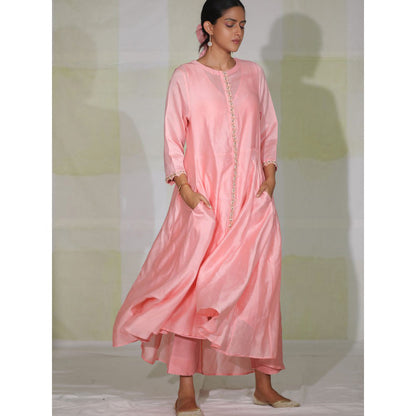 DEEPTHEE Chalk Pink High-Low Pocket Anarkali Kurta