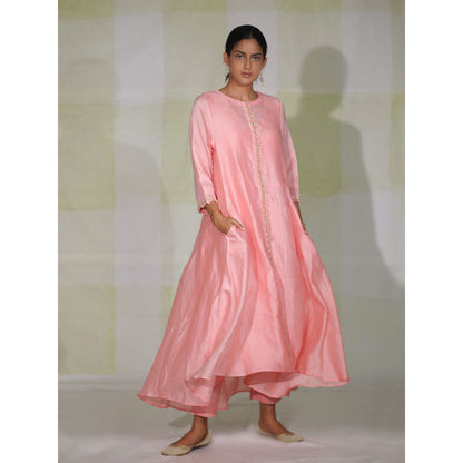 DEEPTHEE Chalk Pink High-Low Pocket Anarkali Kurta