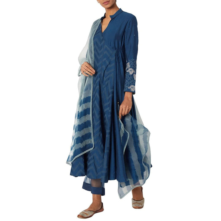 Devnaagri Cobalt Blue Kurta and Palazzo with Dupatta (Set of 3)