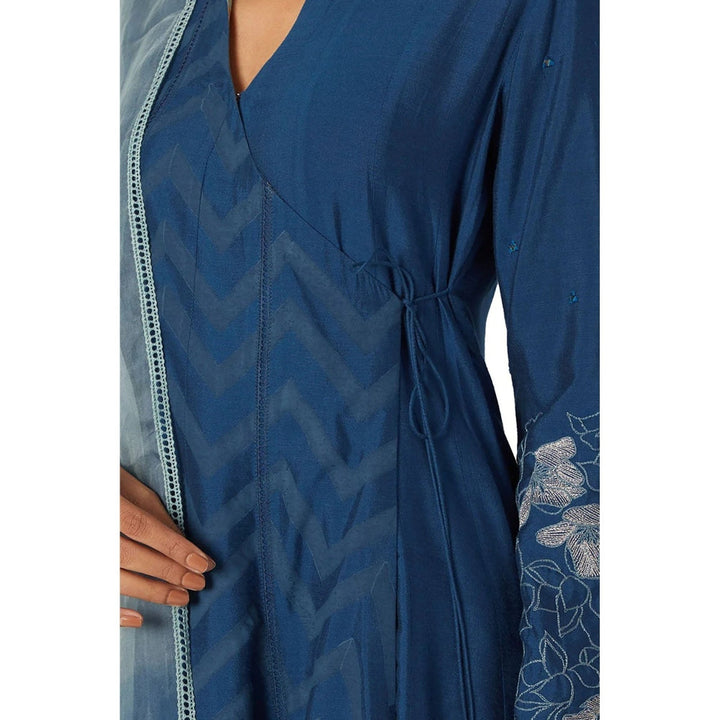 Devnaagri Cobalt Blue Kurta and Palazzo with Dupatta (Set of 3)