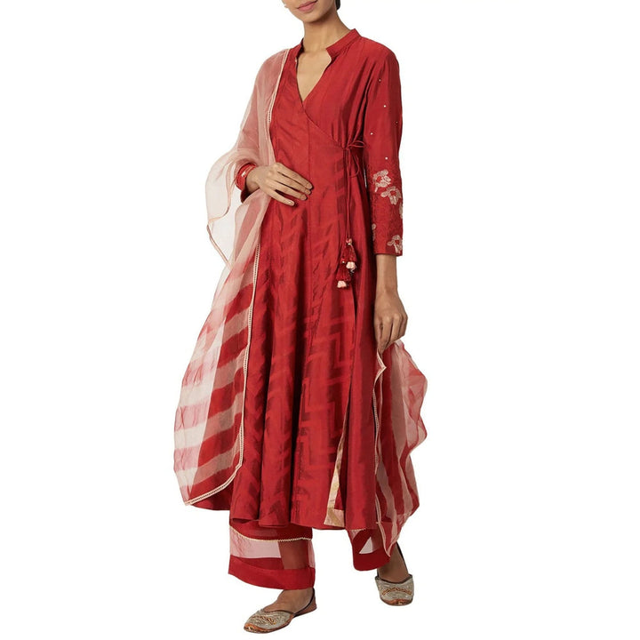 Devnaagri Maroon Kurta and Palazzo with Dupatta (Set of 3)